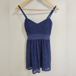 Bailey Blue navy blue geometric lace mini dress size M